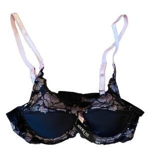 Adore Me 32B Black/ Sweet Lilac Push-up Bra NWT